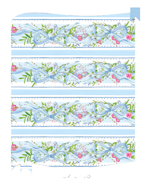 Blue Bows & Floral Stripe Runner