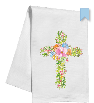 Spring Floral Cross Tea Towel