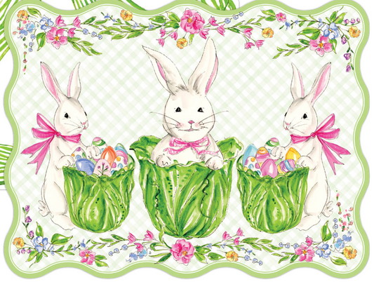 Bunny trio in Cabbage Pots Placemats
