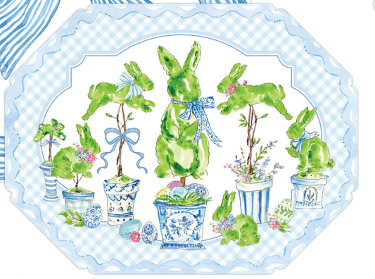 Bunny Topiaries in Blue Pots Placemats