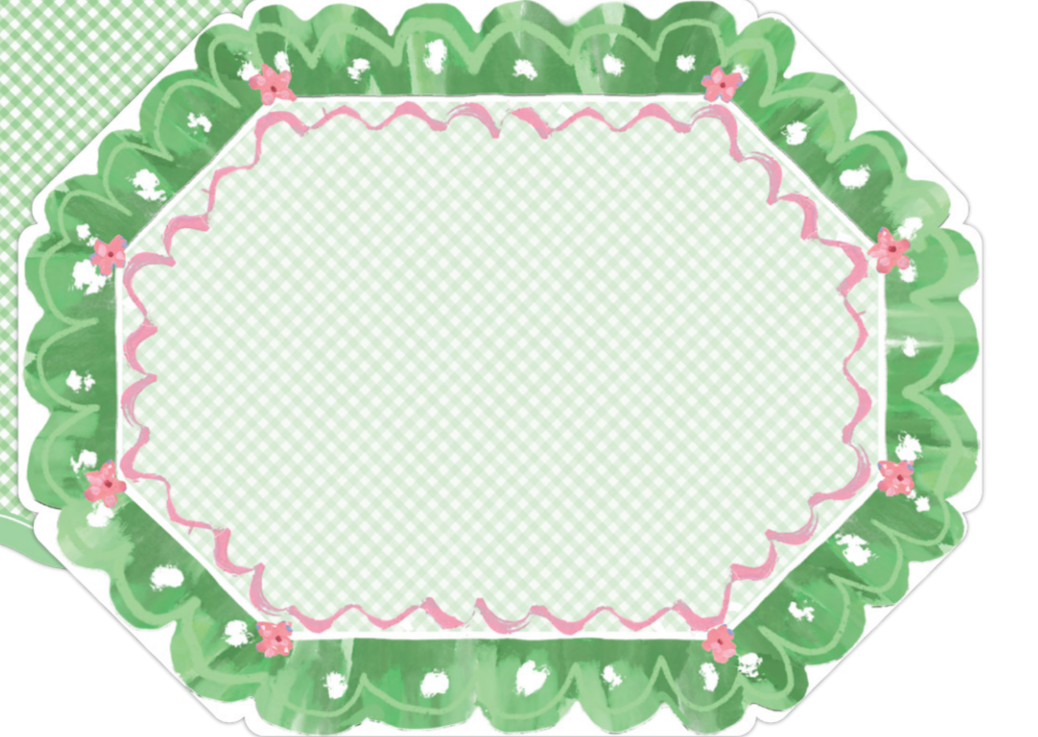 Green Ribbon Border w/ Pink Buds Placemats