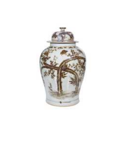 Large Rustic Brown Porcelain Temple Jar