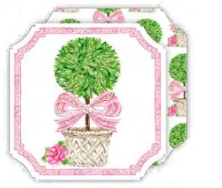 Topiary w/ Pink Bow Paper Coasters