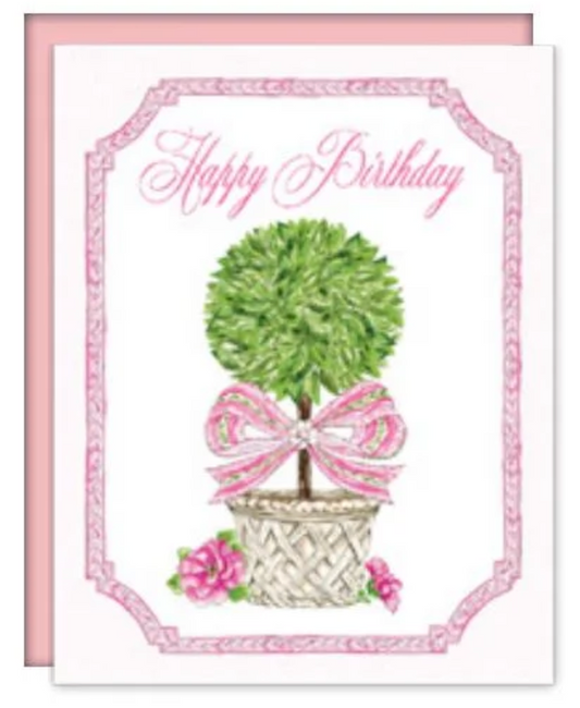 Happy Birthday Pink Topiary Card