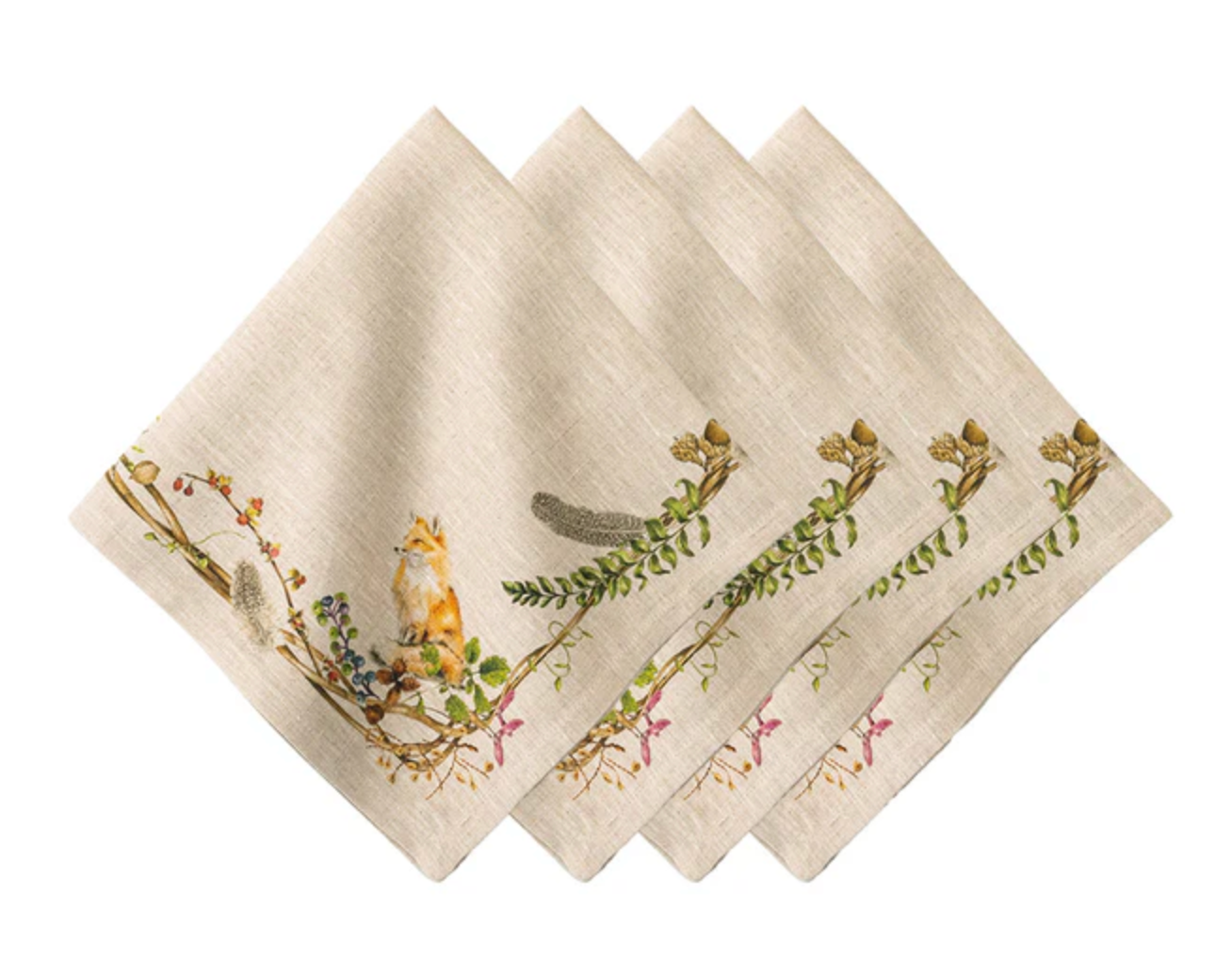 FW Cafe Au Lait Napkin w/ Animals set/4