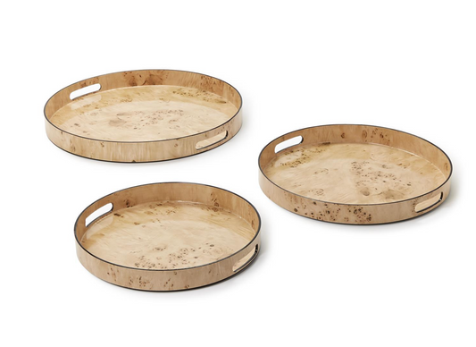 Burled Wood Pattern Round Tray