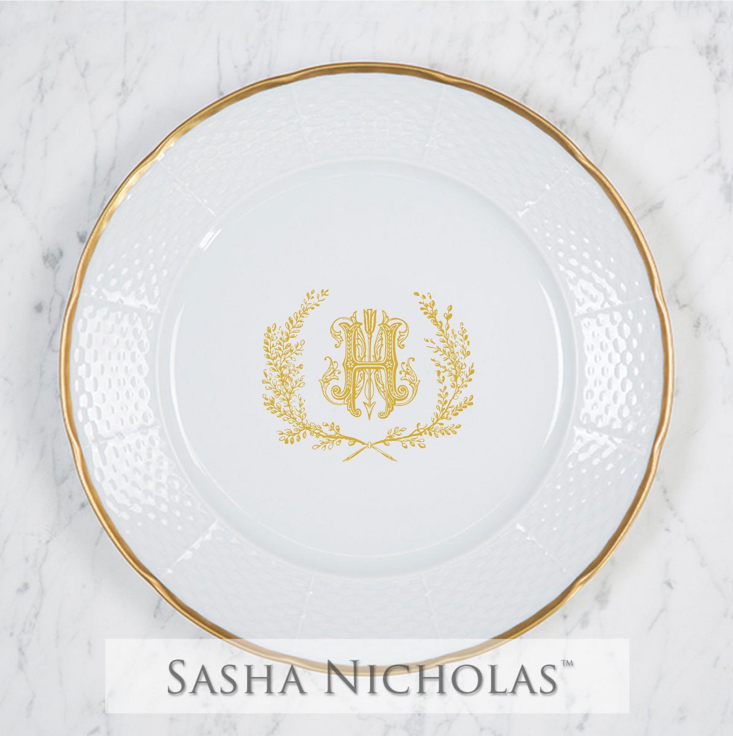Monogrammed Dinner Plate for Weiss/Hadden Registry