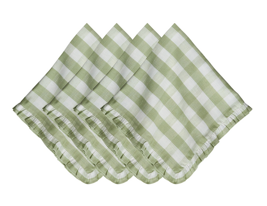 Gingham Ruffle Napkin Set/4