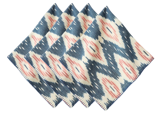 Ikat Blue/ Pink Napkin S/4