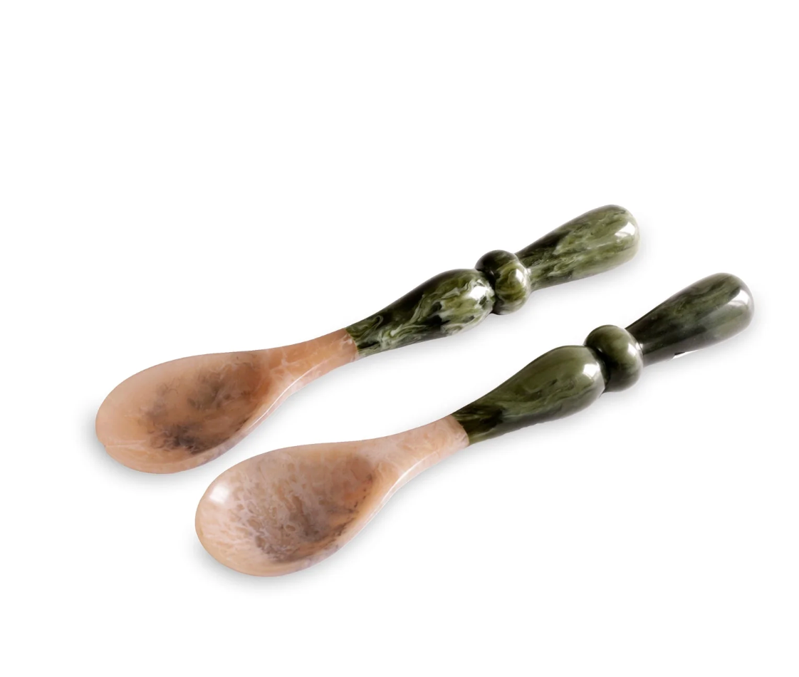 RESIN Malachite Salad Servers - Green