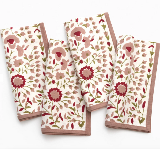 Starflower Fern & Blush Napkins S/4