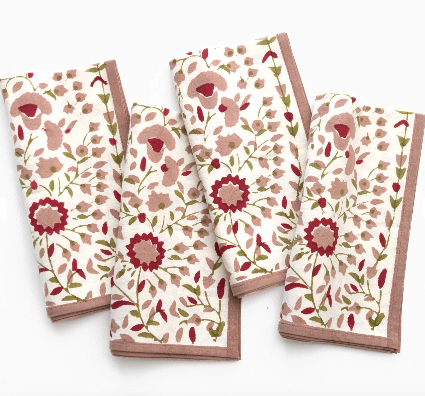 Starflower Fern & Blush Napkins S/4