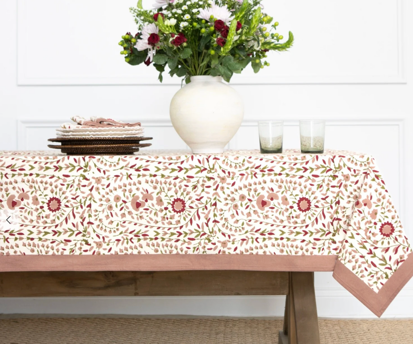 Starflower Fern & Blush Round Tablecloth