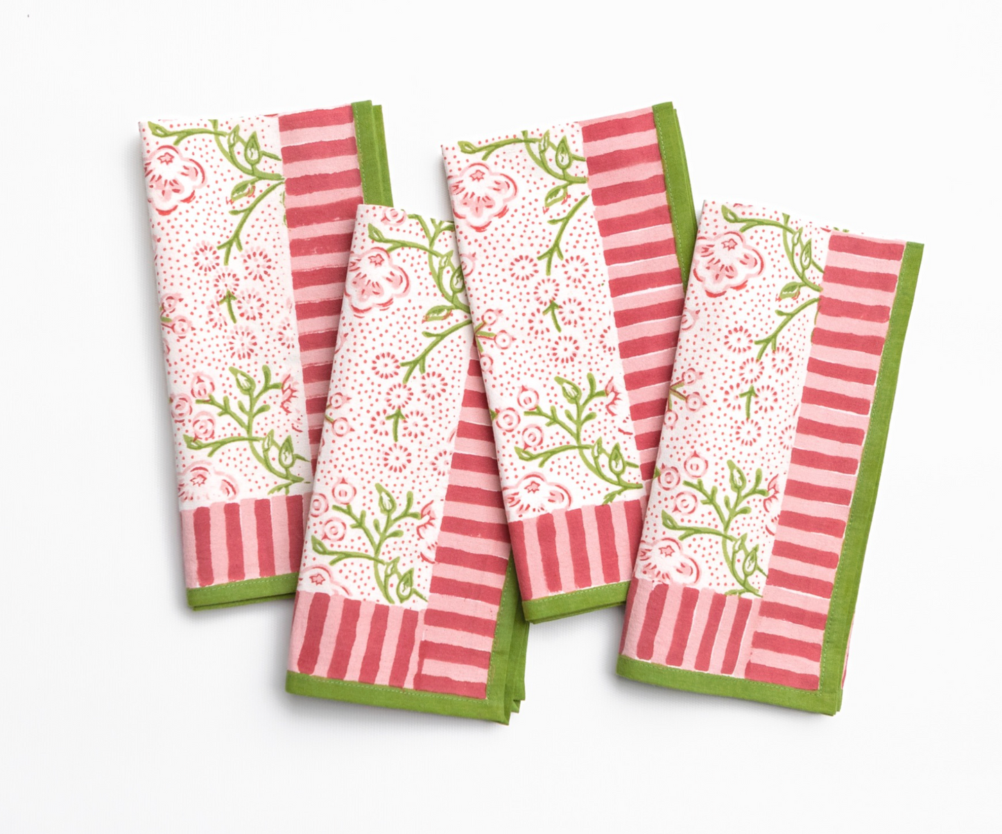 Floral Berries Pink & Green Napkins S/4