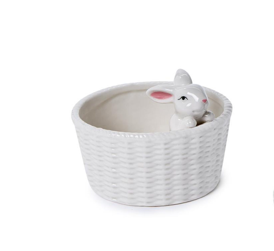 Easter Bunny with Basket Tidbit Dish