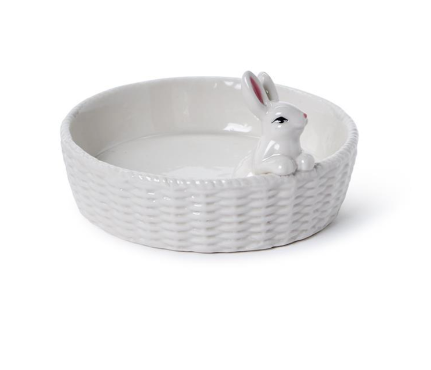 Easter Bunny with Basket Tidbit Dish