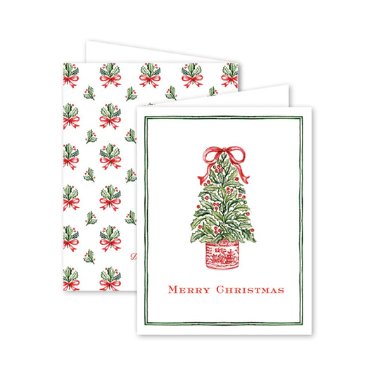 Holly Ribbons Tree Card