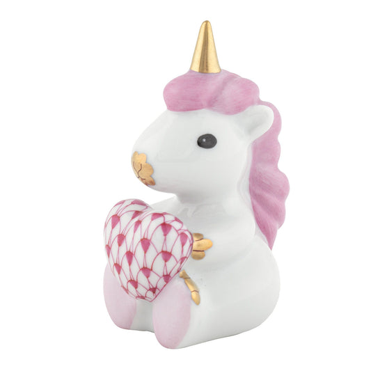Sitting Unicorn w/ Raspberry Heart