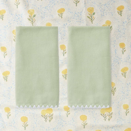 Green w/ White Stitched Hand Towel (Pair)