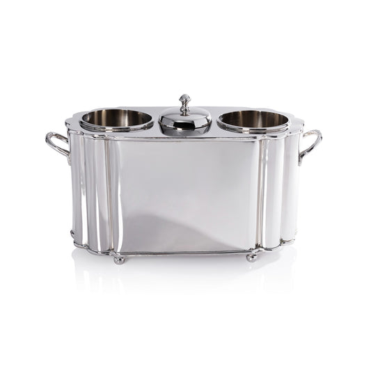 Alsace Brass Two Bottle Wine Cooler, Nickel