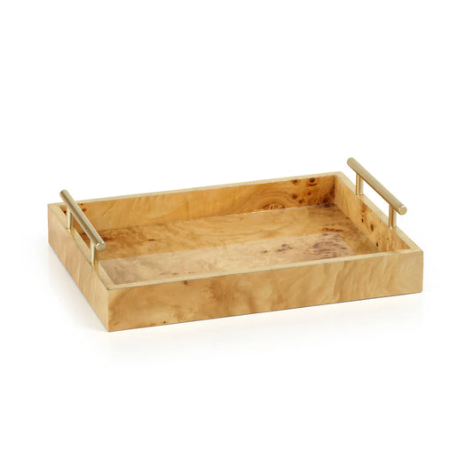 Medium Leiden Burl Wood Rectangular Tray