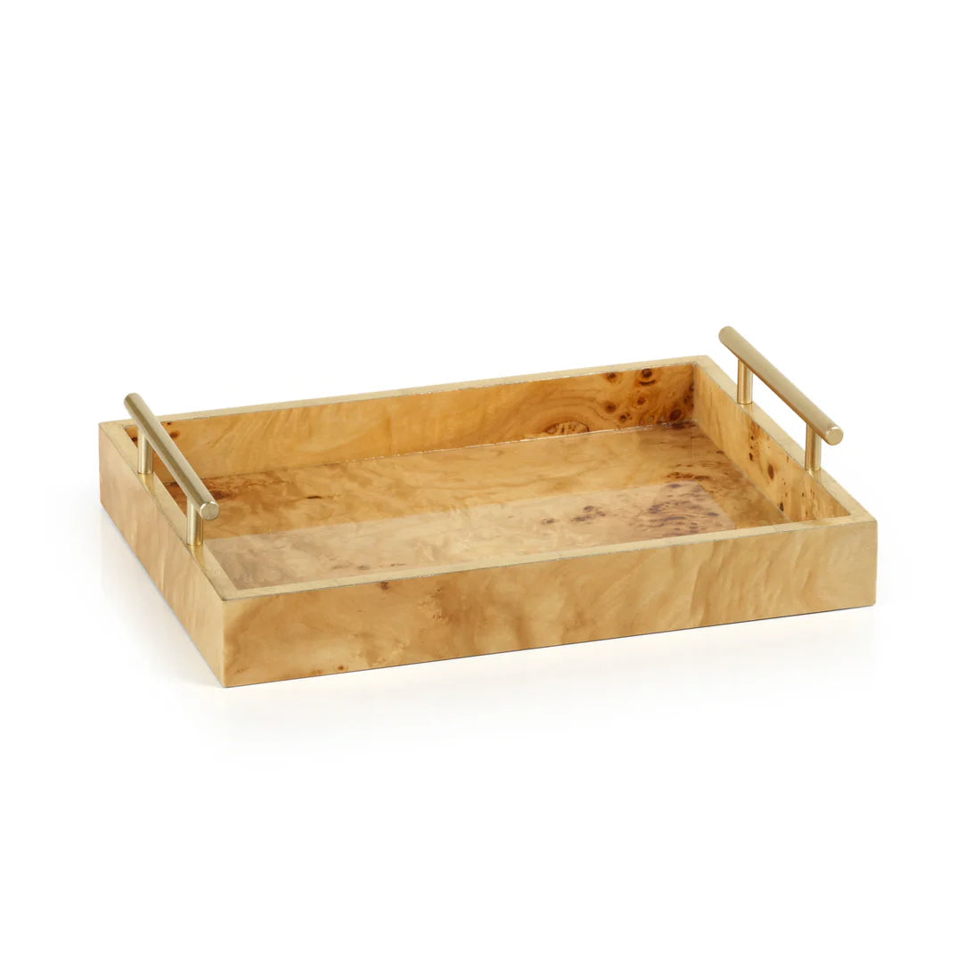Medium Leiden Burl Wood Rectangular Tray