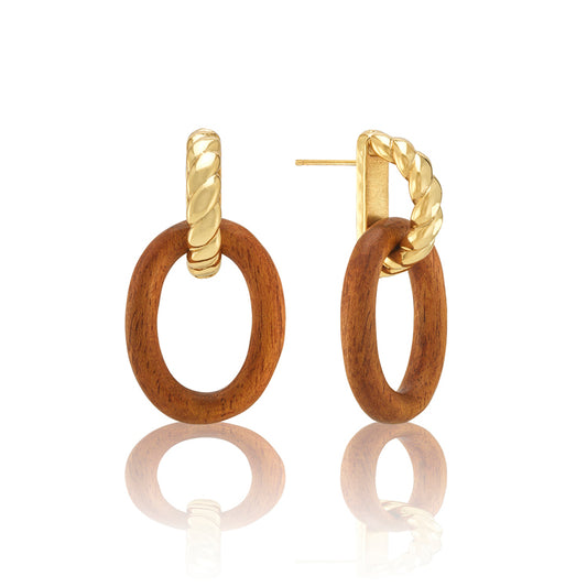 Earth Goddess Link Drop Earrings - Teak