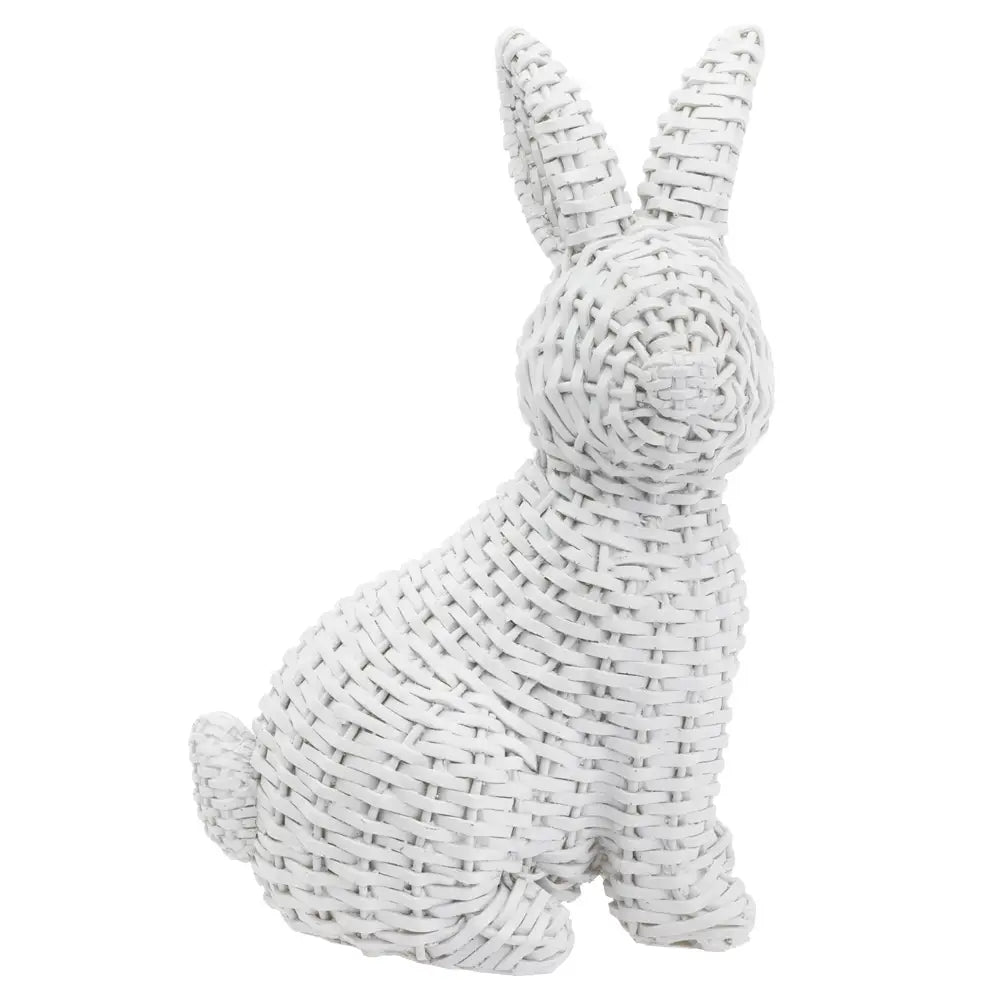 White Wicker Sitting Bunny