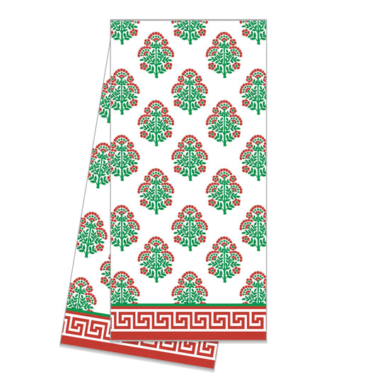 Christmas Block Print Tea Towel