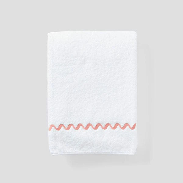 Coral Wave Embroidered Bath Towel