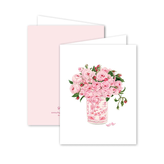 Pink Delight Floral Vase Card