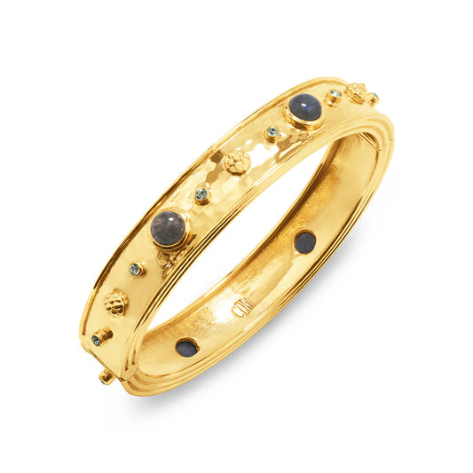 Hinged Bangle - Gold/Blue Labradorite