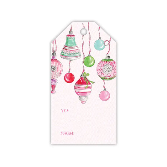 Vintage Pink and Green Ornaments Gift Tag