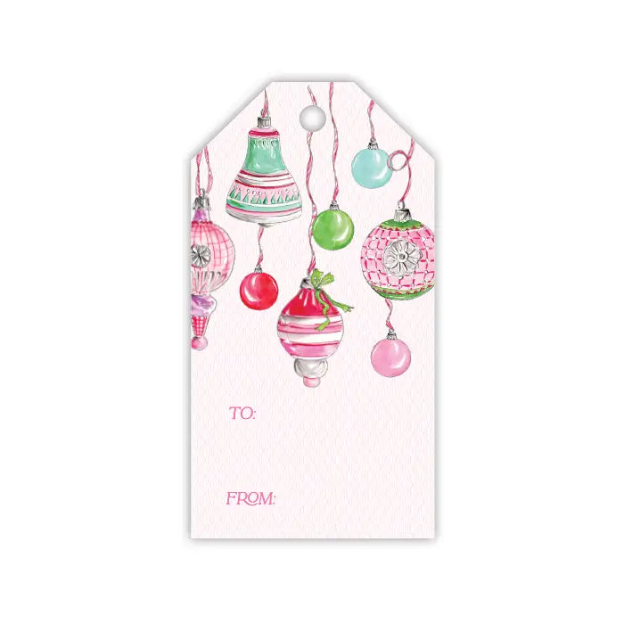 Vintage Pink and Green Ornaments Gift Tag