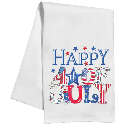 Handpainted Happy 4th of July Kitchen Towel