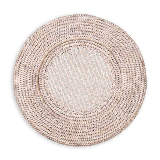 Rattan Round White Charger