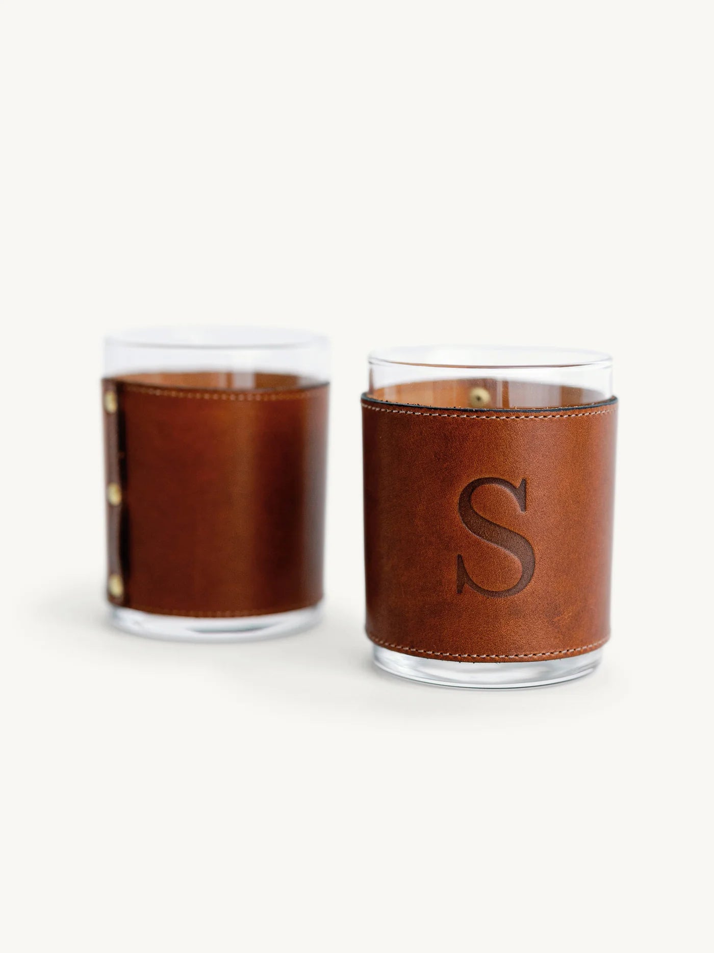 Leather Rocks Glasses S/2
