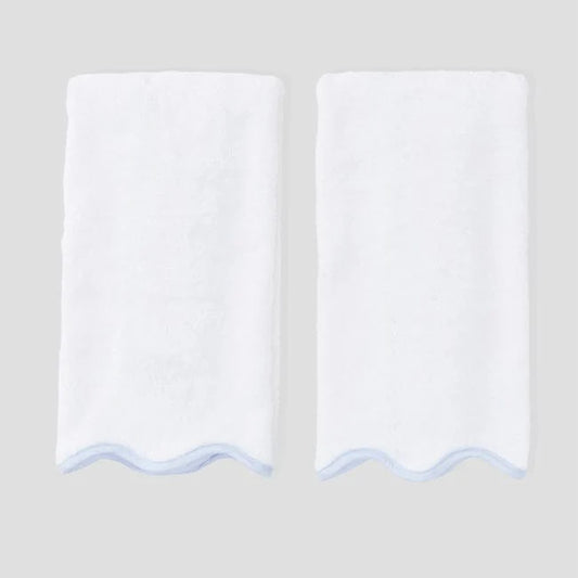 Light Blue Scallop Hand Towel (pair)