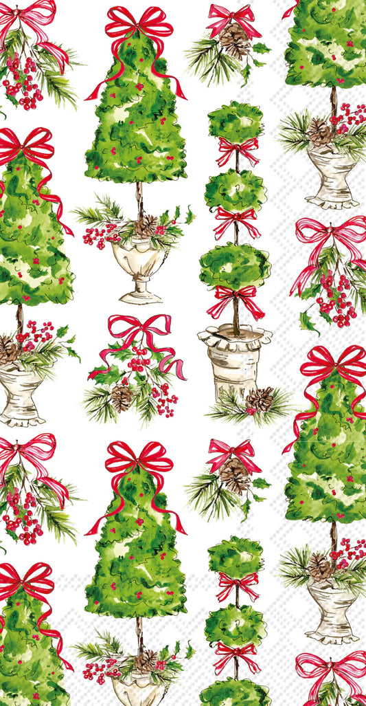 Red Holly Topiary Guest Napkins
