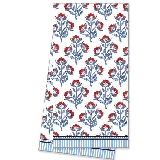 Red Floral Tea Towel