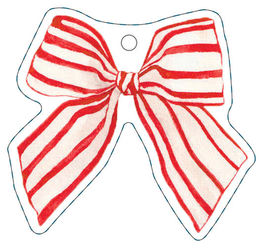 Red Stripe Bow Gift Tags