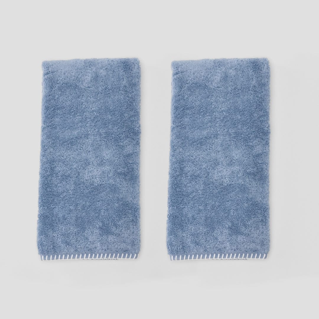 Stitched Edge Hand Towel (Pair) - Storm Blue