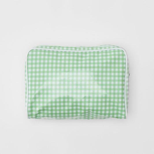 Large Green Gingham Toiletry Bag