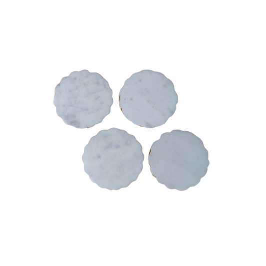 White/ Gold Marble Coasters S/4