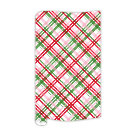 Red Pink and Green Plaid Wrapping Paper