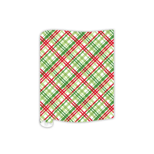 Red Green and Light Green Plaid Table Runner
