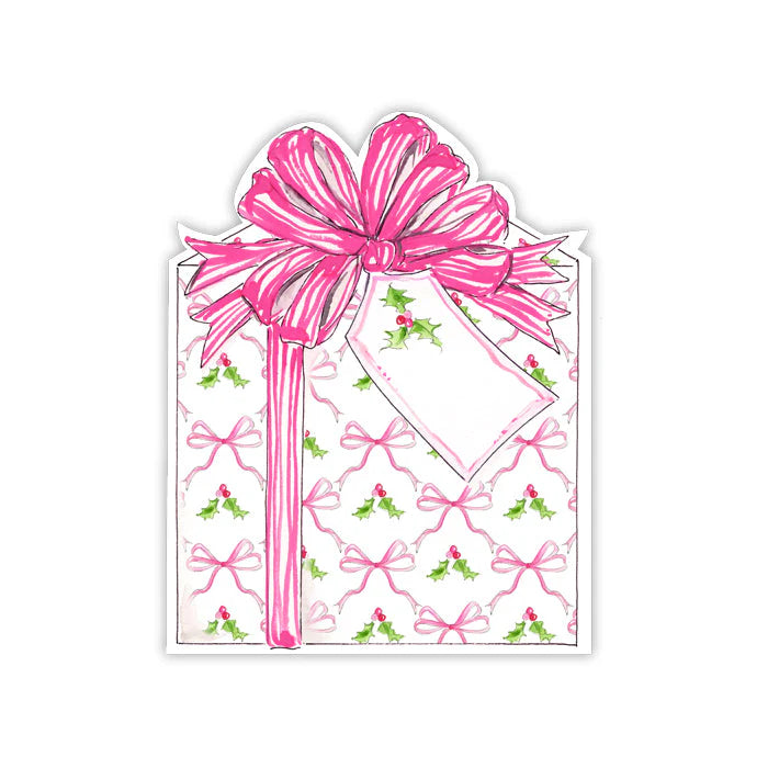 Pink Holly & Bow Name Card