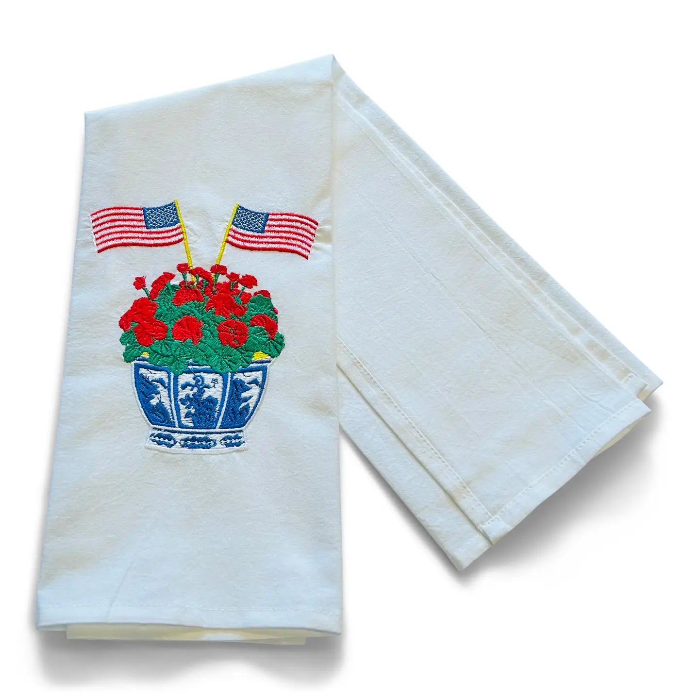 Patriotic Embroidered Tea Towel