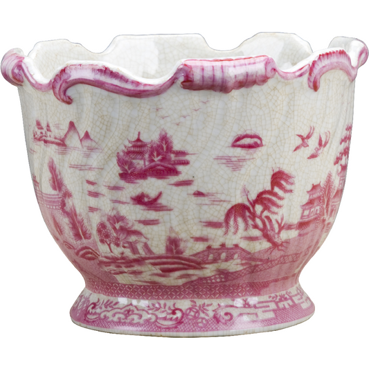 Pink and White Willow Planter