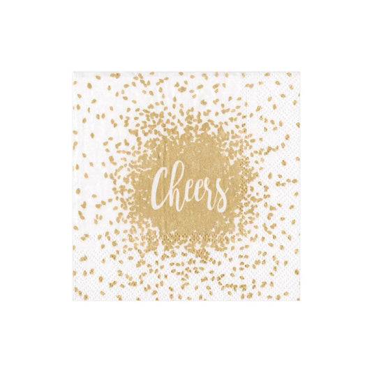 Cheers Gold Cocktail Napkin with Gift Box